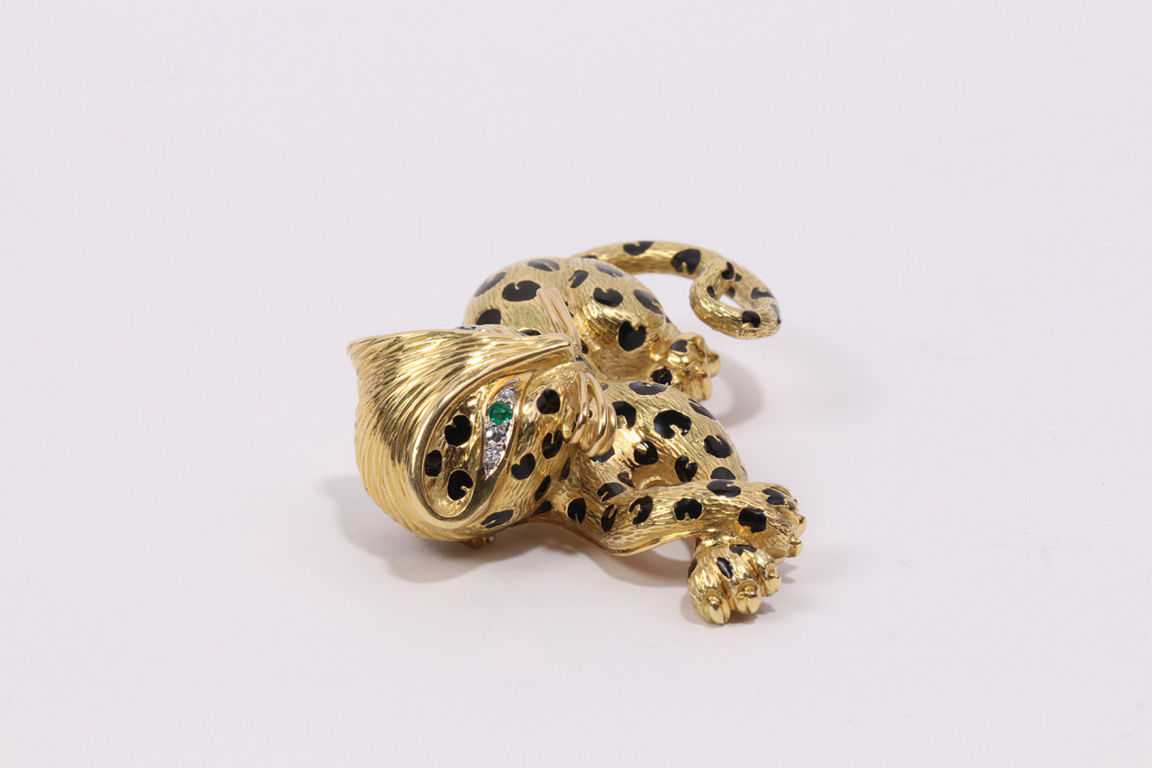 Broche Vintage Panthère - Bijou Fantaisie Occasion - Parfaite Pour Customiser