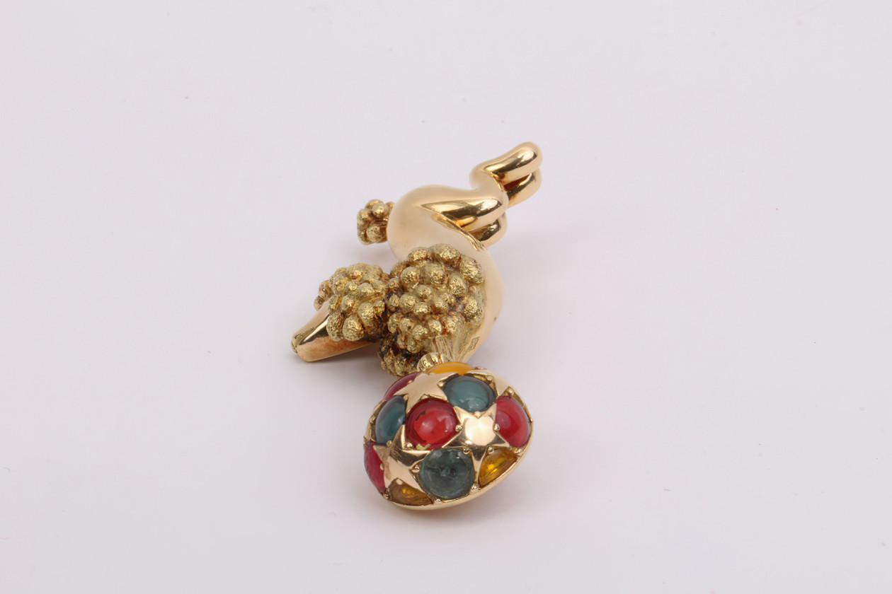 VINTAGE BROCHE CANICHE Chien doré Neuf ancien stock EUR 12,59 - FR