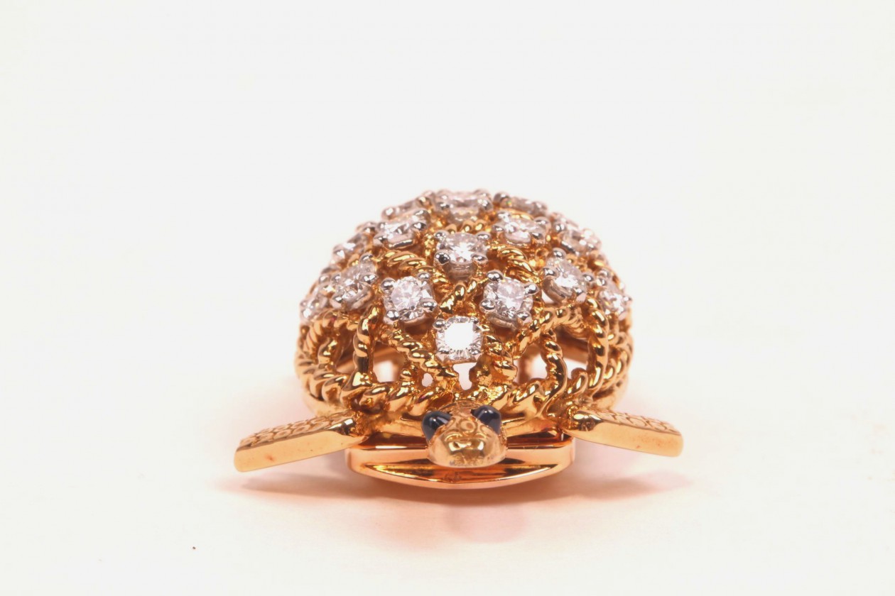 Broche Tortue Plaqué Or élégant Zinc Allié Strass Animaux