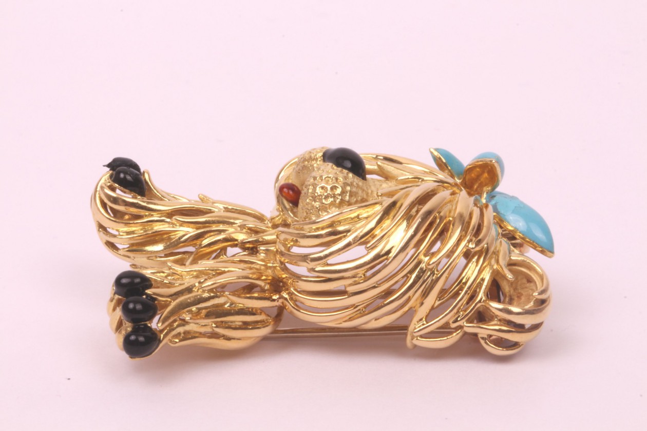 Broche de caniche noir et gris rétro - Épingle à chien - France